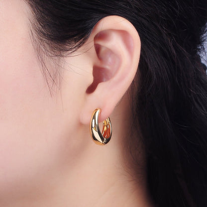 16K Gold Filled 20mm Dome Minimalist Classic Huggie Hoop Earrings | AE352