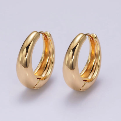 16K Gold Filled 20mm Dome Minimalist Classic Huggie Hoop Earrings | AE352
