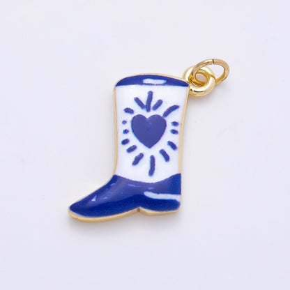 16K Gold Filled 20mm Enamel Boots Shoes Charm | Charms-01236 ~ Charms-01239