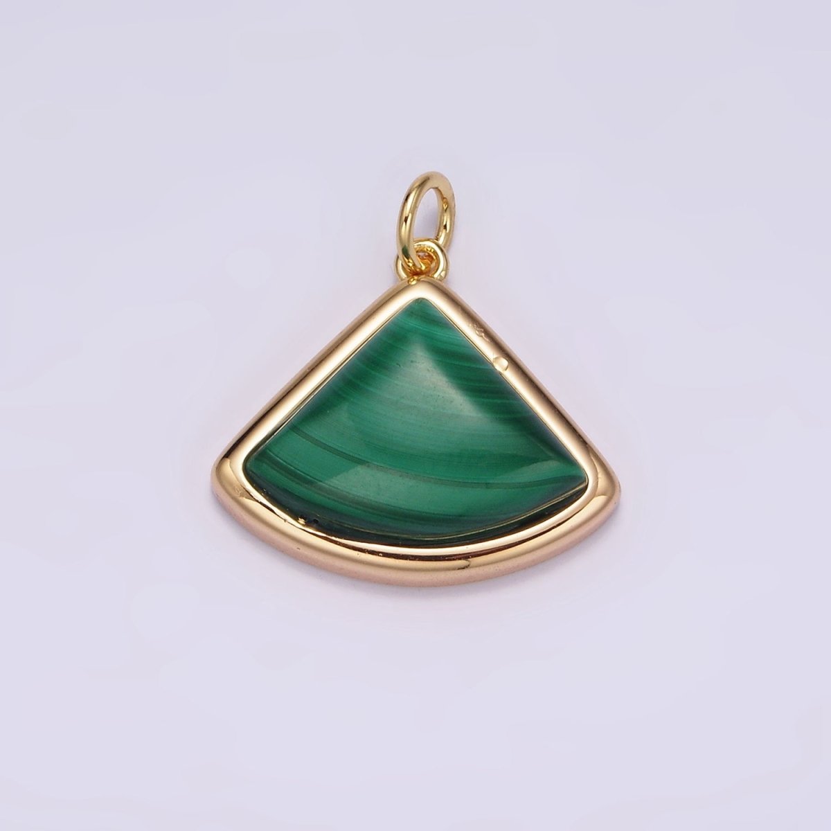 16K Gold Filled 20mm Green Malachite Triangle Bezel Charm | AG454