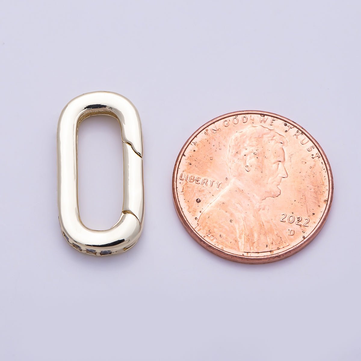 16K Gold Filled 20mm Micro Paved CZ Oblong Push Gate Enhancer Findings in Gold &amp; Silver | Findings-00426 Findings-00427
