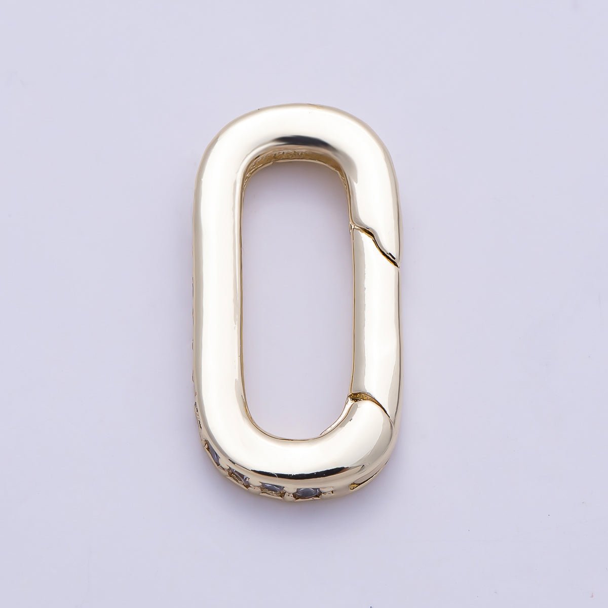 16K Gold Filled 20mm Micro Paved CZ Oblong Push Gate Enhancer Findings in Gold &amp; Silver | Findings-00426 Findings-00427