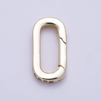 16K Gold Filled 20mm Micro Paved CZ Oblong Push Gate Enhancer Findings in Gold &amp; Silver | Findings-00426 Findings-00427