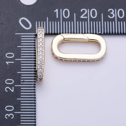 16K Gold Filled 20mm Micro Paved CZ Oblong Push Gate Enhancer Findings in Gold &amp; Silver | Findings-00426 Findings-00427