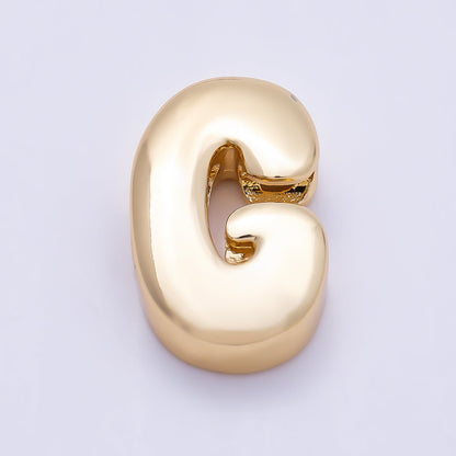 16K Gold Filled 20mm Minimalist Chubby Initial Letter A-Z Alphabet Personalized Bead | Beads-00414 ~ Beads-00439