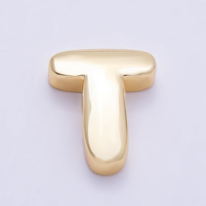 16K Gold Filled 20mm Minimalist Chubby Initial Letter A-Z Alphabet Personalized Bead | Beads-00414 ~ Beads-00439
