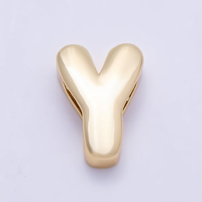 16K Gold Filled 20mm Minimalist Chubby Initial Letter A-Z Alphabet Personalized Bead | Beads-00414 ~ Beads-00439