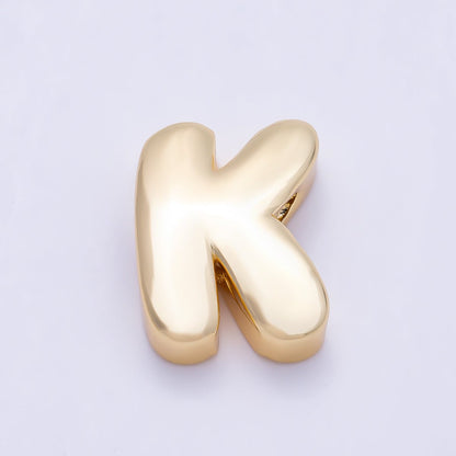 16K Gold Filled 20mm Minimalist Chubby Initial Letter A-Z Alphabet Personalized Bead | Beads-00414 ~ Beads-00439