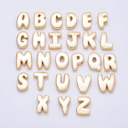 16K Gold Filled 20mm Minimalist Chubby Initial Letter A-Z Alphabet Personalized Bead | Beads-00414 ~ Beads-00439