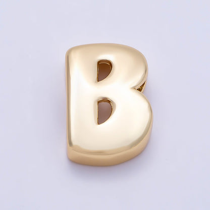 16K Gold Filled 20mm Minimalist Chubby Initial Letter A-Z Alphabet Personalized Bead | Beads-00414 ~ Beads-00439