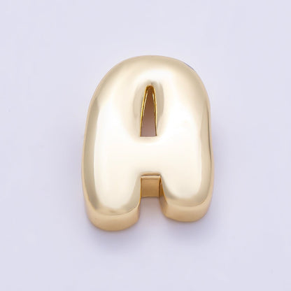 16K Gold Filled 20mm Minimalist Chubby Initial Letter A-Z Alphabet Personalized Bead | Beads-00414 ~ Beads-00439