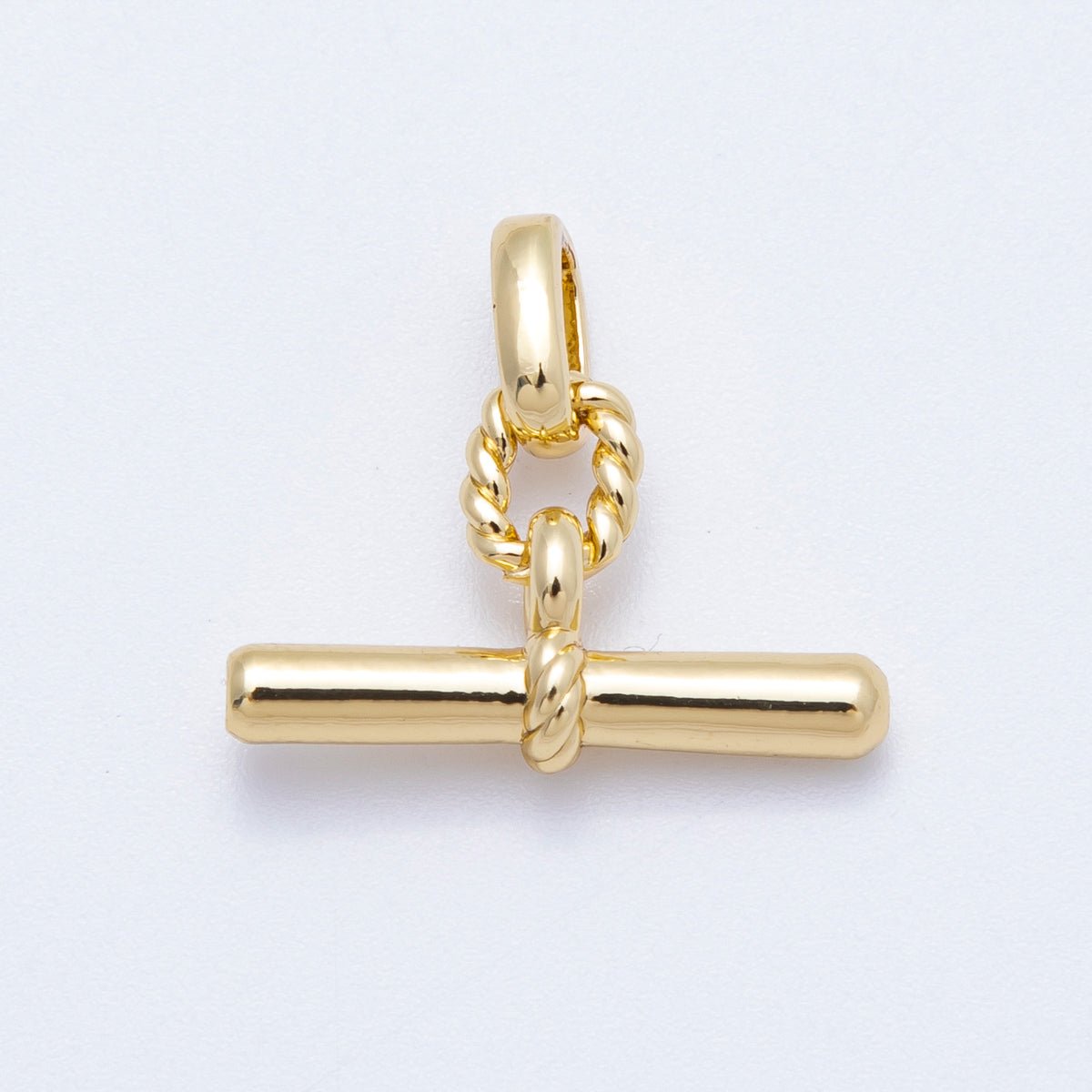 16K Gold Filled 20mm Minimalist Twisted Rope Tube Bar Pendant | Findings-00046