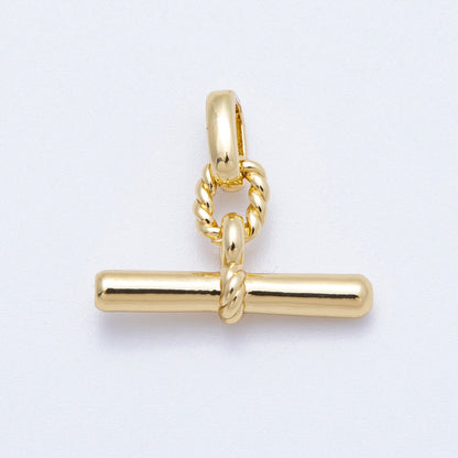 16K Gold Filled 20mm Minimalist Twisted Rope Tube Bar Pendant | Findings-00046