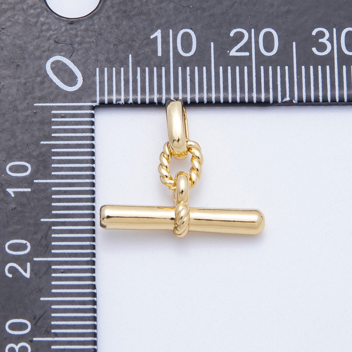 16K Gold Filled 20mm Minimalist Twisted Rope Tube Bar Pendant | Findings-00046
