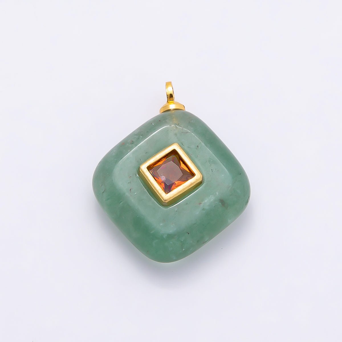 16K Gold Filled 20mm Multicolor CZ Embedded Gemstone Rhombus Pendant | Charms-01001 ~ Charms-01008
