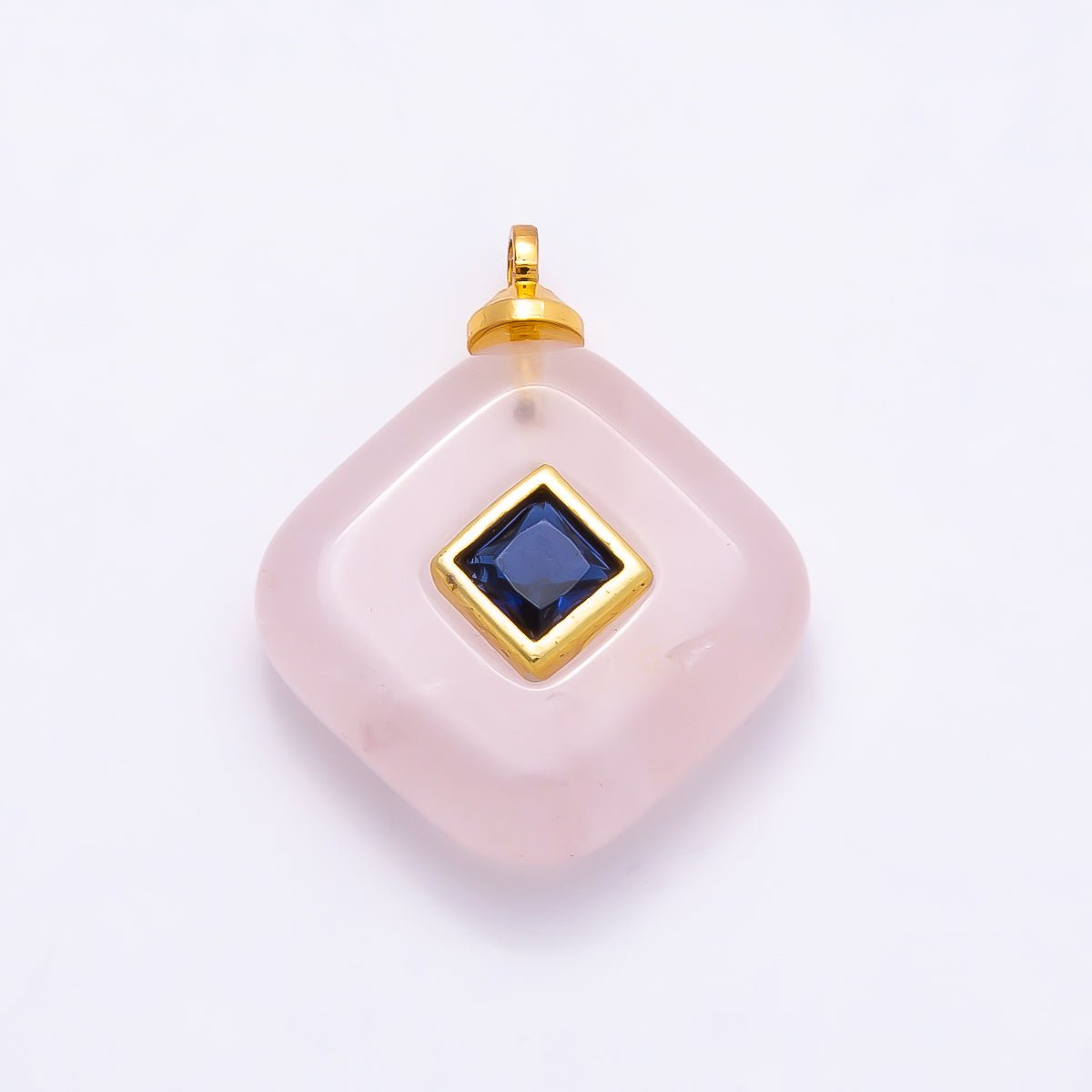 16K Gold Filled 20mm Multicolor CZ Embedded Gemstone Rhombus Pendant | Charms-01001 ~ Charms-01008
