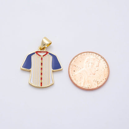 16K Gold Filled 20mm Multicolor Enamel Sport Jersey Pendant | Charms-011110