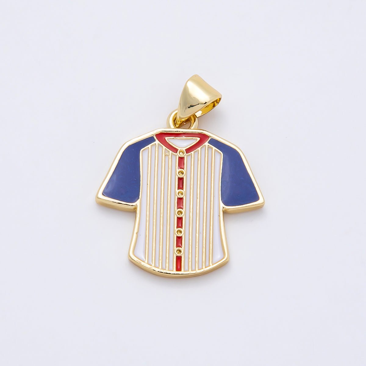 16K Gold Filled 20mm Multicolor Enamel Sport Jersey Pendant | Charms-011110