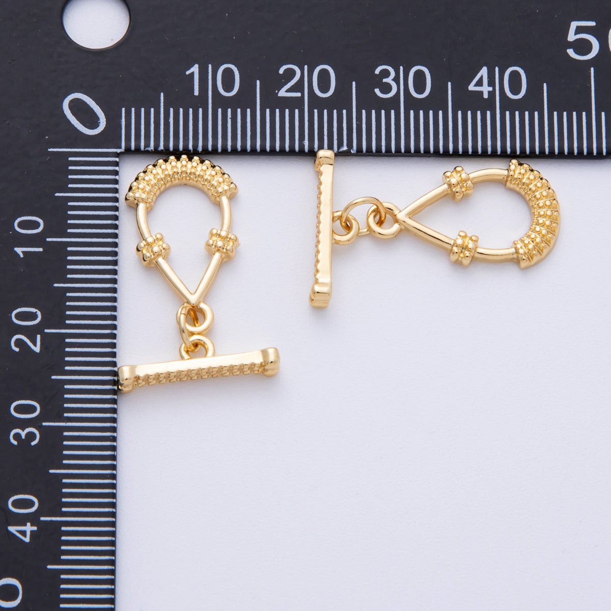 16K Gold Filled 20mm Textured Teardrop OT Toggle Clasp Finding | Findings-00027