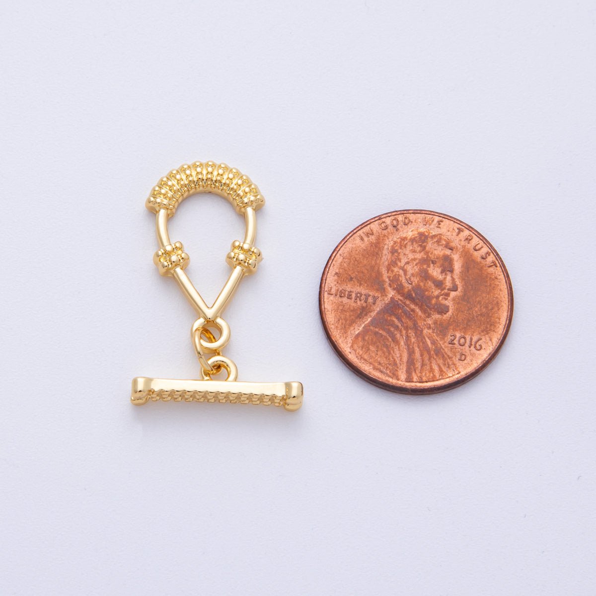 16K Gold Filled 20mm Textured Teardrop OT Toggle Clasp Finding | Findings-00027