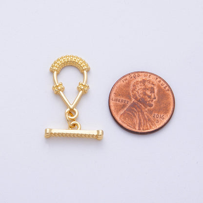 16K Gold Filled 20mm Textured Teardrop OT Toggle Clasp Finding | Findings-00027