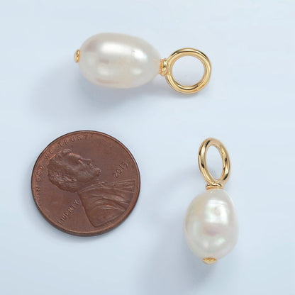 16K Gold Filled 20mm White Freshwater Pearl Drop Pendant | P1862