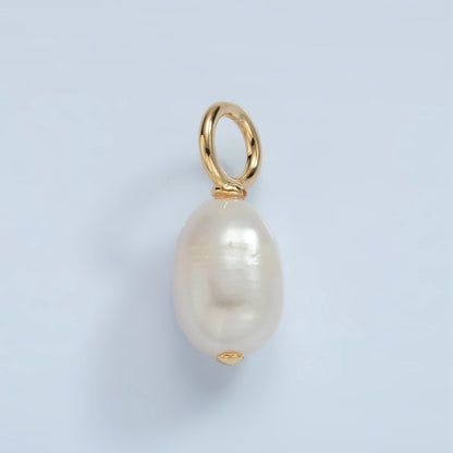 16K Gold Filled 20mm White Freshwater Pearl Drop Pendant | P1862