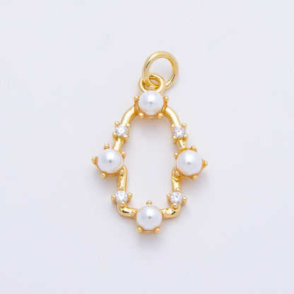 16K Gold Filled 20mm White Shell Pearl Open Oval Bezel Charm | Charms-01201