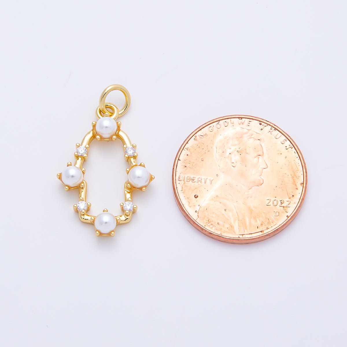 16K Gold Filled 20mm White Shell Pearl Open Oval Bezel Charm | Charms-01201