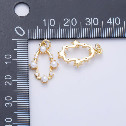 16K Gold Filled 20mm White Shell Pearl Open Oval Bezel Charm | Charms-01201