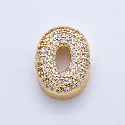 16K Gold Filled 21mm Chubby Micro Paved CZ Initial Letter A-Z Alphabet Personalized Bead for Cord Jewelry | Beads-00167 - Beads-00192