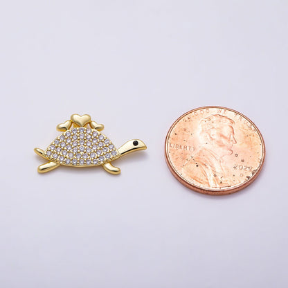 16K Gold Filled 21mm Micro Paved CZ Turtle Sea Animal Pendant | Charms-01509