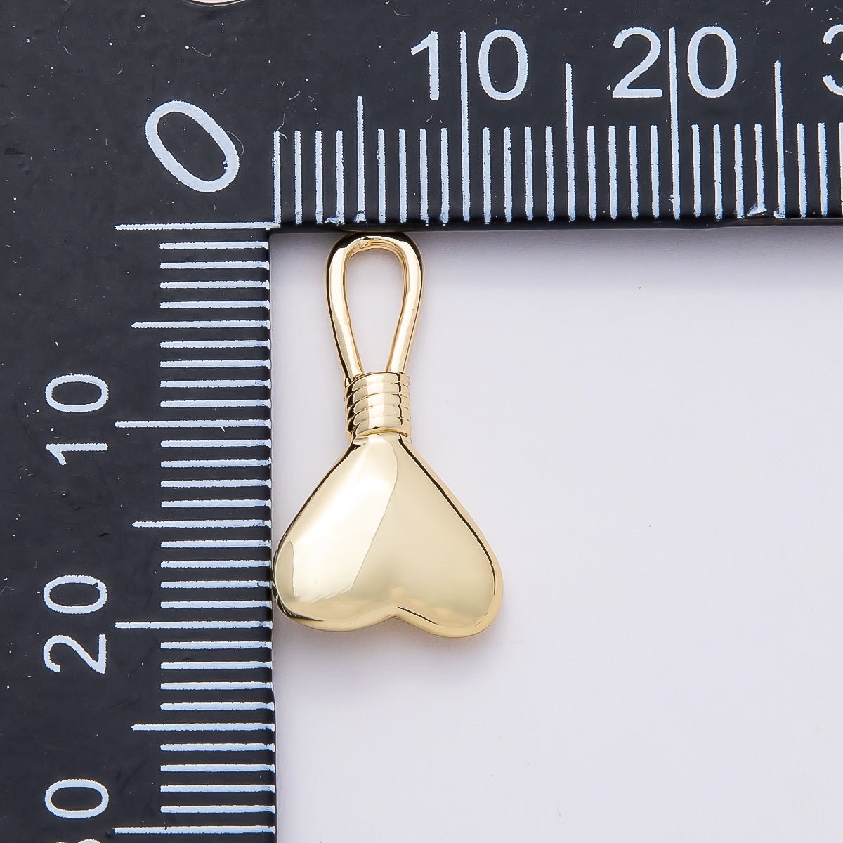 16K Gold Filled 21mm Minimalist Chubby Heart Charm | Charms-00849