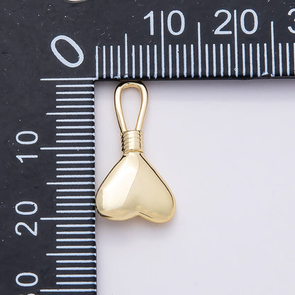 16K Gold Filled 21mm Minimalist Chubby Heart Charm | Charms-00849