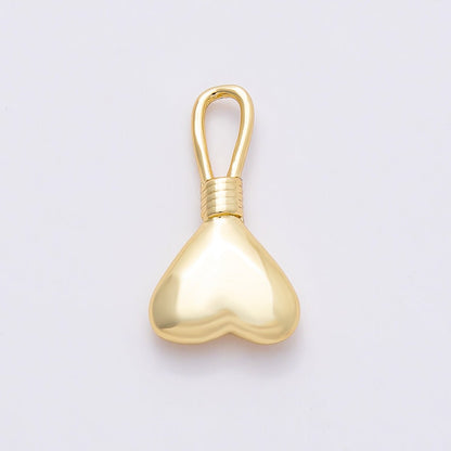 16K Gold Filled 21mm Minimalist Chubby Heart Charm | Charms-00849