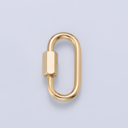 16K Gold Filled 21mm Minimalist Oval Oblong Screw Lock Carabiner | Findings-00499