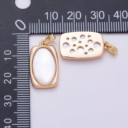 16K Gold Filled 21mm Shell Pearl Oval Bezel Pendant in Gold &amp; Silver | Charms-01365 Charms-01366