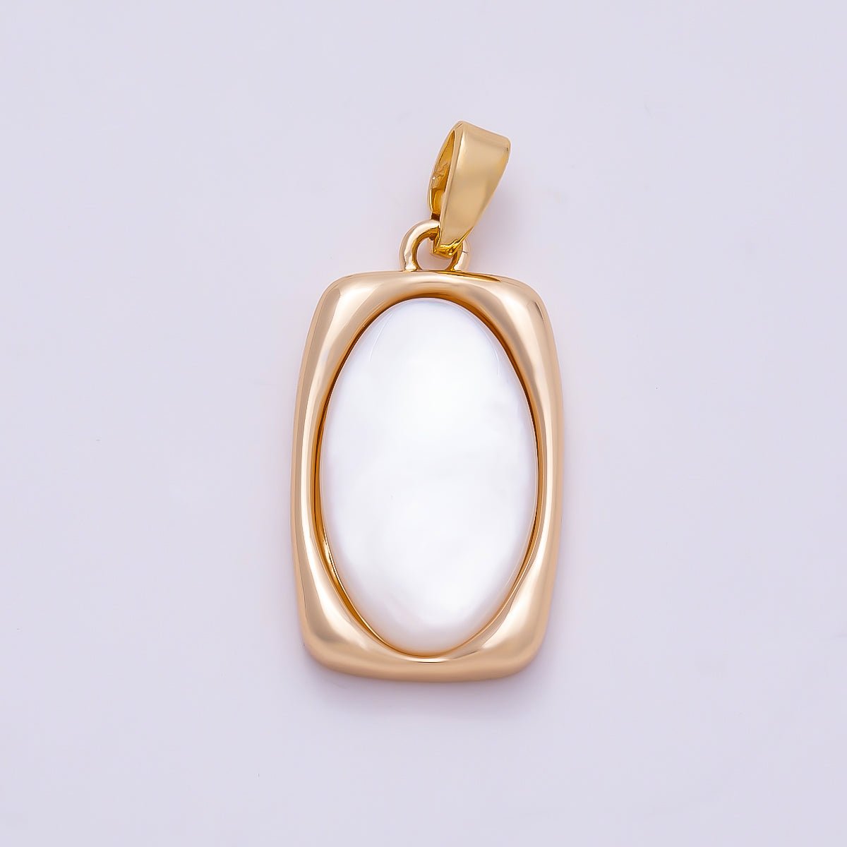 16K Gold Filled 21mm Shell Pearl Oval Bezel Pendant in Gold &amp; Silver | Charms-01365 Charms-01366