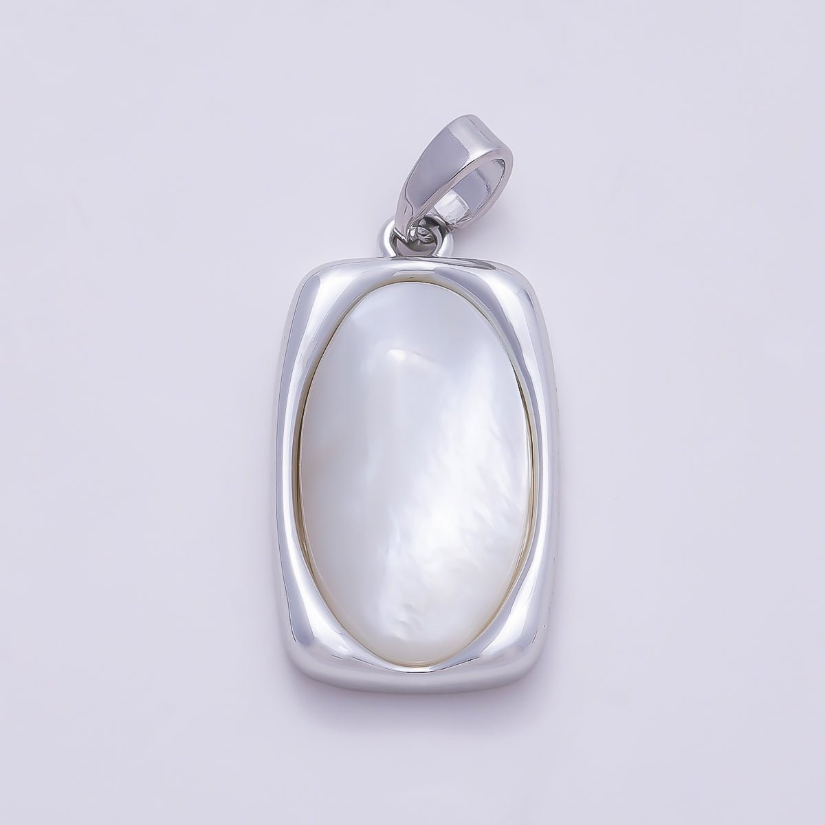 16K Gold Filled 21mm Shell Pearl Oval Bezel Pendant in Gold &amp; Silver | Charms-01365 Charms-01366