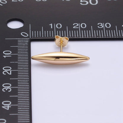 16K Gold Filled 22.5mm Sphere Geometric Bar Stud Earrings | AD-423