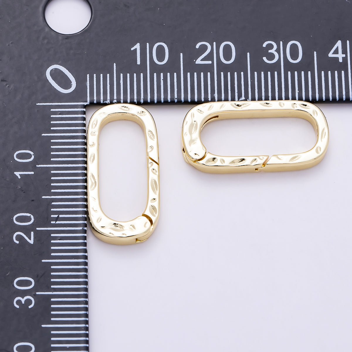 16K Gold Filled 22mm Hammered Oblong Push Gate Enhancer Finding | Findings-00485