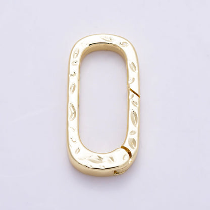 16K Gold Filled 22mm Hammered Oblong Push Gate Enhancer Finding | Findings-00485