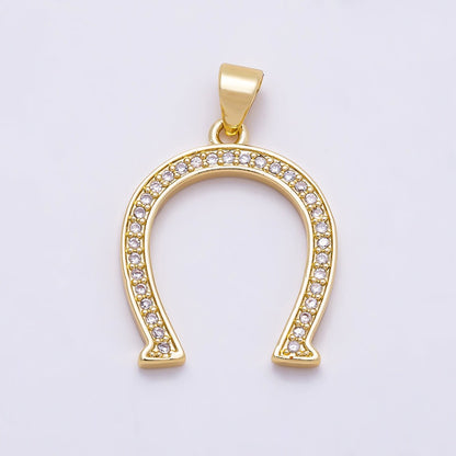 16K Gold Filled 22mm Micro Paved CZ Horseshoe Pendant | Charms-01351