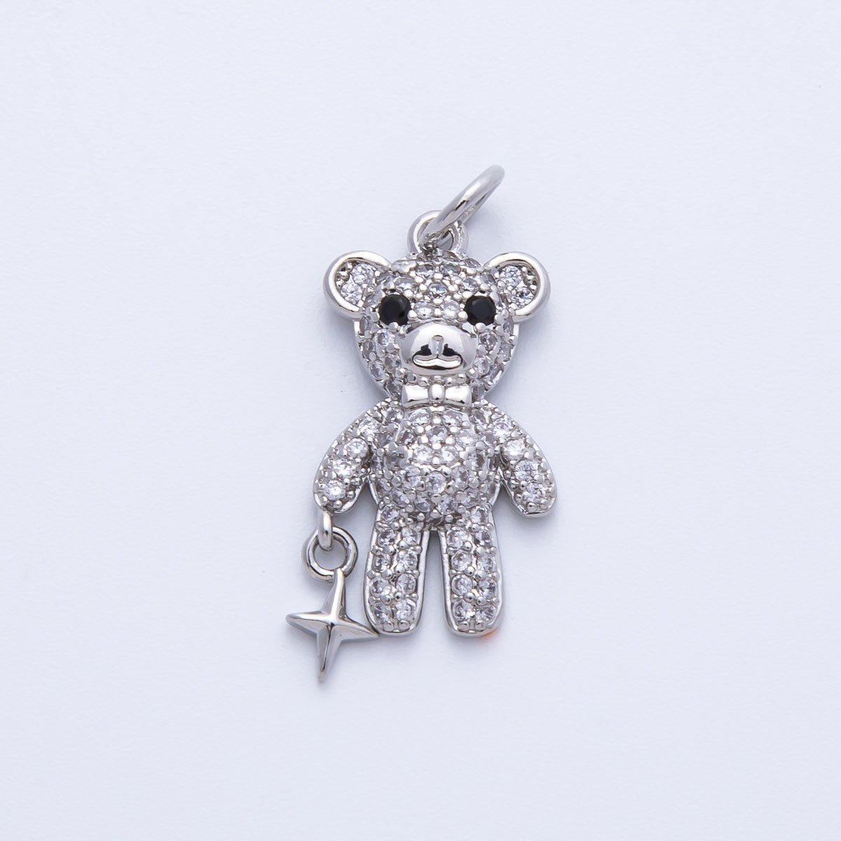 16K Gold Filled 22mm Micro Paved CZ Teddy Bear Charm in Gold &amp; Silver | Charms-00256 Charms-00257