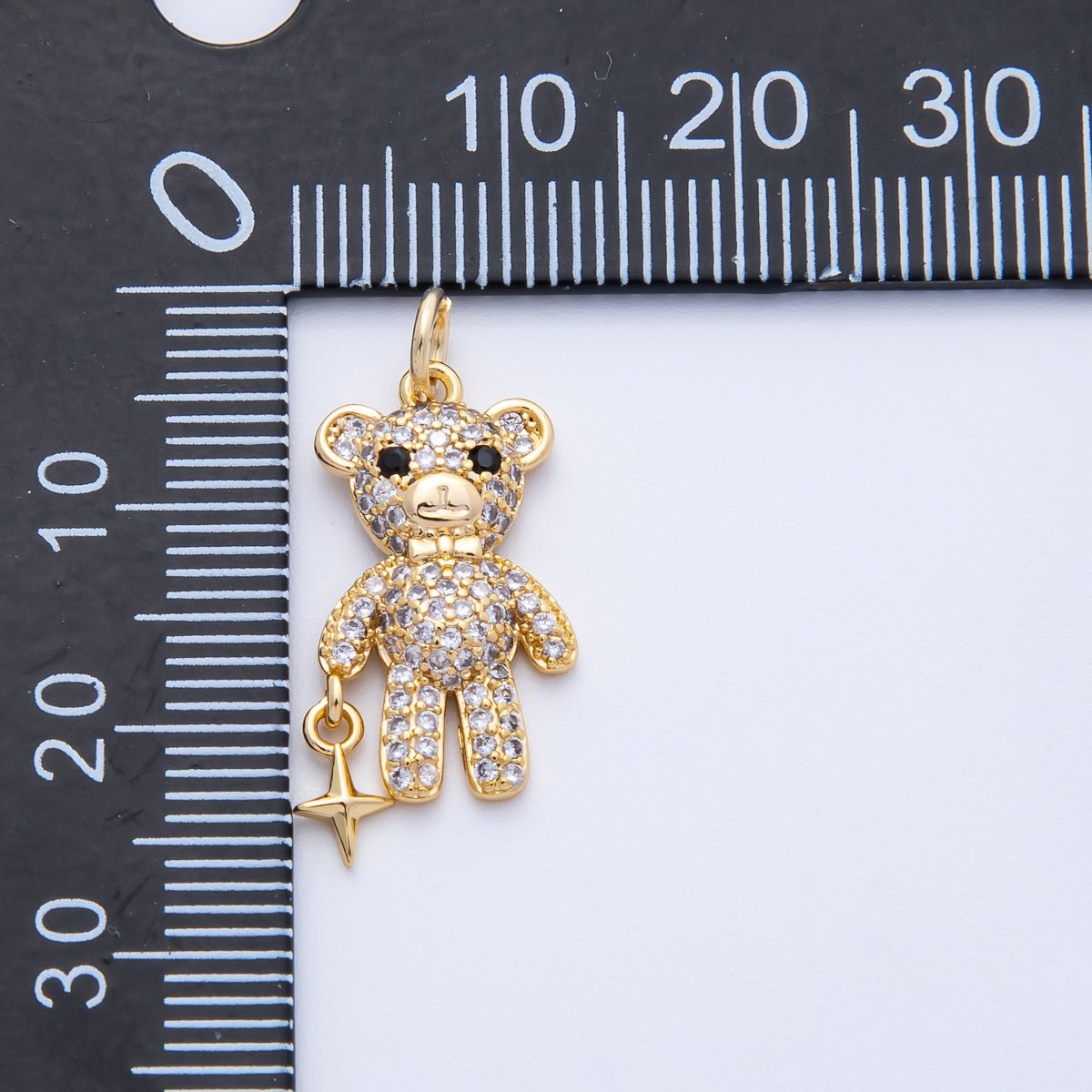 16K Gold Filled 22mm Micro Paved CZ Teddy Bear Charm in Gold &amp; Silver | Charms-00256 Charms-00257
