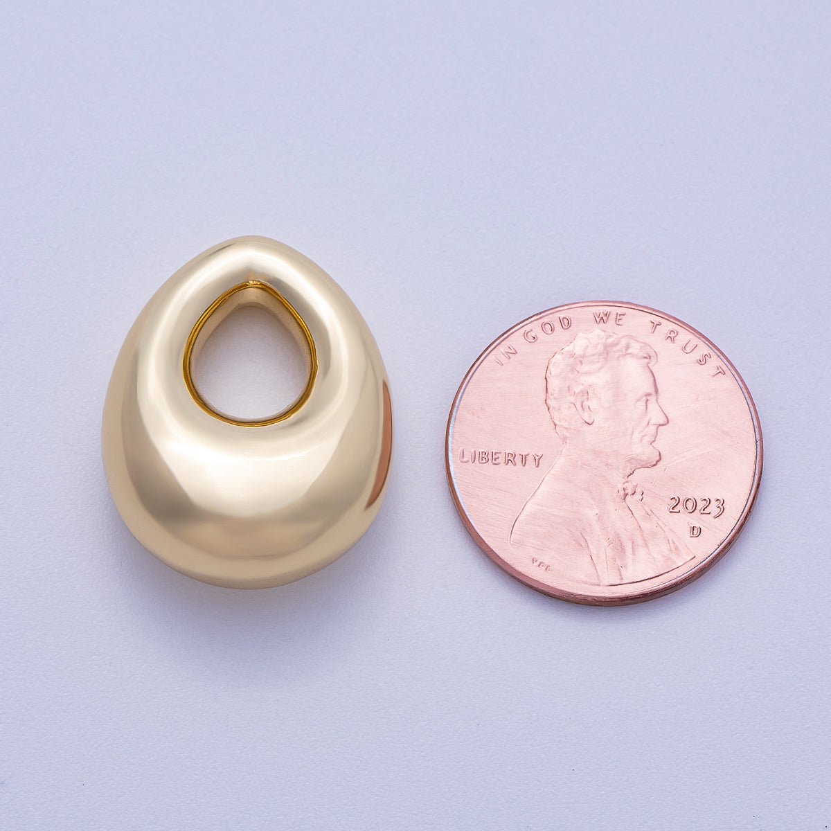 16K Gold Filled 22mm Minimalist Chubby Geometric Teardrop Bead Pendant | BEADS-00235