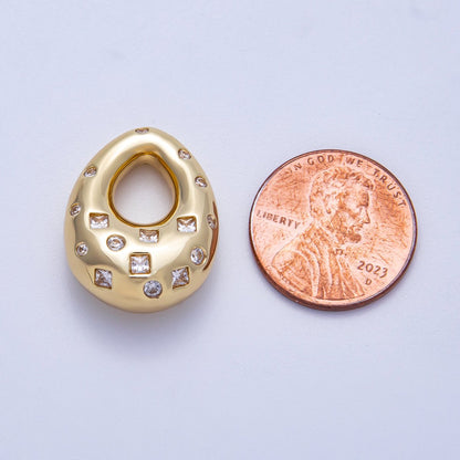 16K Gold Filled 22mm Multi Cut CZ Chubby Geometric Teardrop Bead Pendant | BEADS-00272