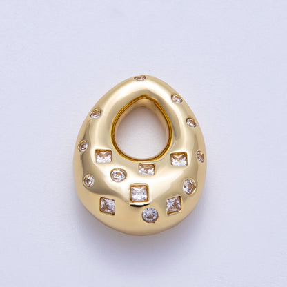 16K Gold Filled 22mm Multi Cut CZ Chubby Geometric Teardrop Bead Pendant | BEADS-00272