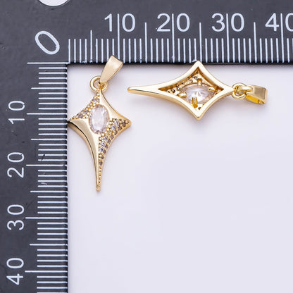 16K Gold Filled 22mm Oval Micro Paved CZ Celestial North Star Pendant | Charms-01491