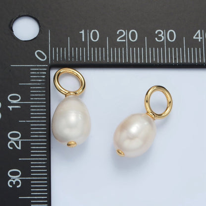 16K Gold Filled 22mm White Ringed Freshwater Pearl Drop Pendant | P1869